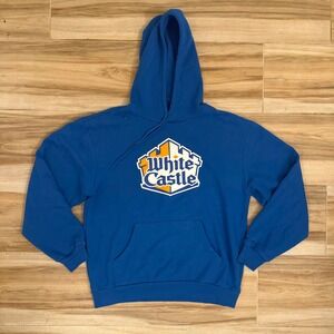 Dumbgood White Castle Hoodie Blue Graphic Logo Sweatshirt Mens Medium Streetwear